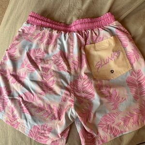 SLUNKS Vibrant Pink Leaf Pattern Shorts